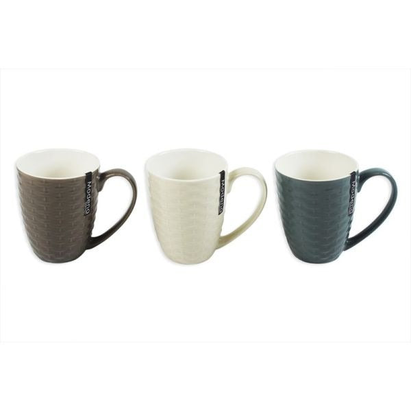 Rattan Effect Embossed Mug 12oz (neutrals)