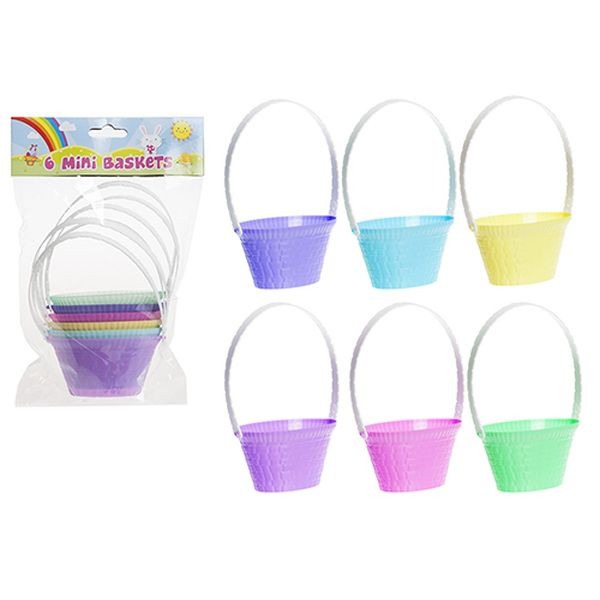 6pc 4 Inch Mini Pastel Summertime  Basket In Pp Bag W header Card