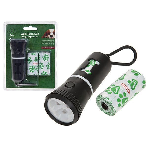 Crufts Walk Led Torch With     Doggy Bag Holder + Spares