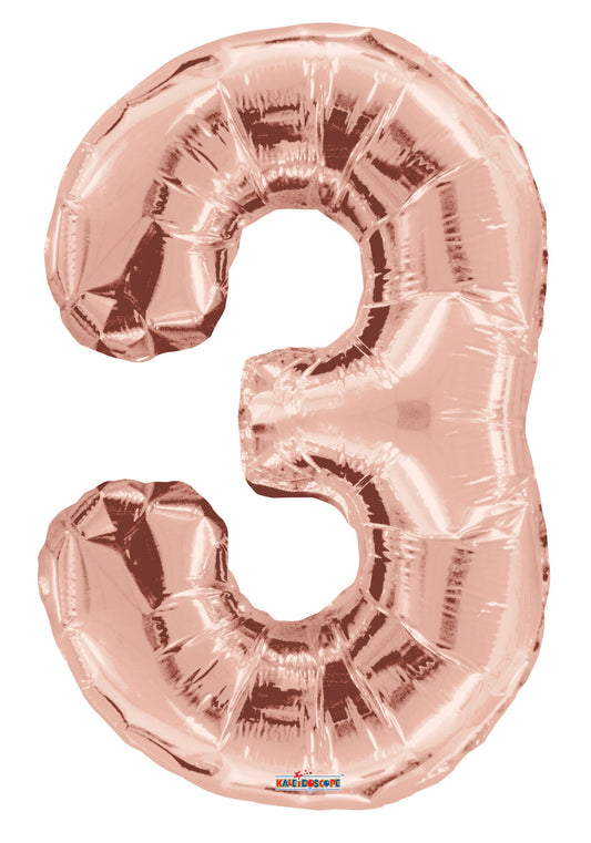 34&quot;  Number Balloon - 3 - Rose Gold