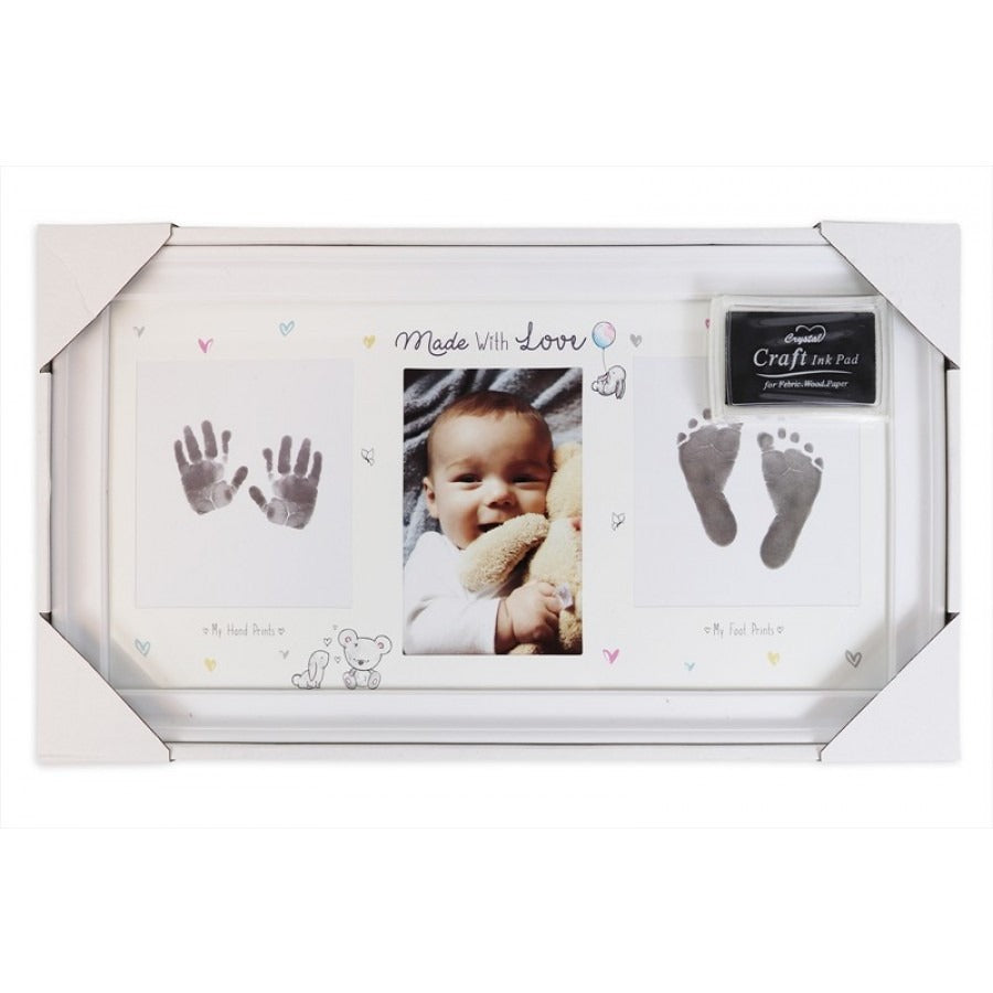 Hugs &amp; Kisses Hand &amp; Foot Print Photo Frame