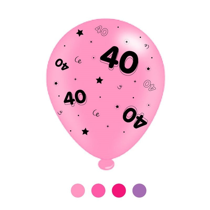 Age 40 Pink Mix Latex Balloons (6 Packs)