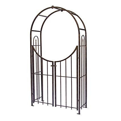 Black Arched Top Garden Arch with Gate