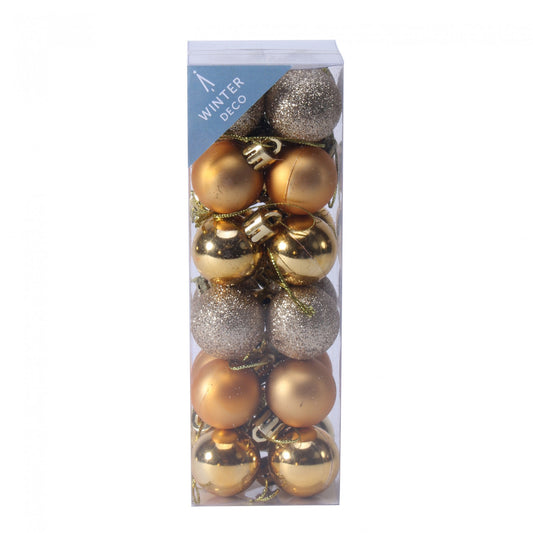 3cm Gold Shatterproof Baubles (x24)