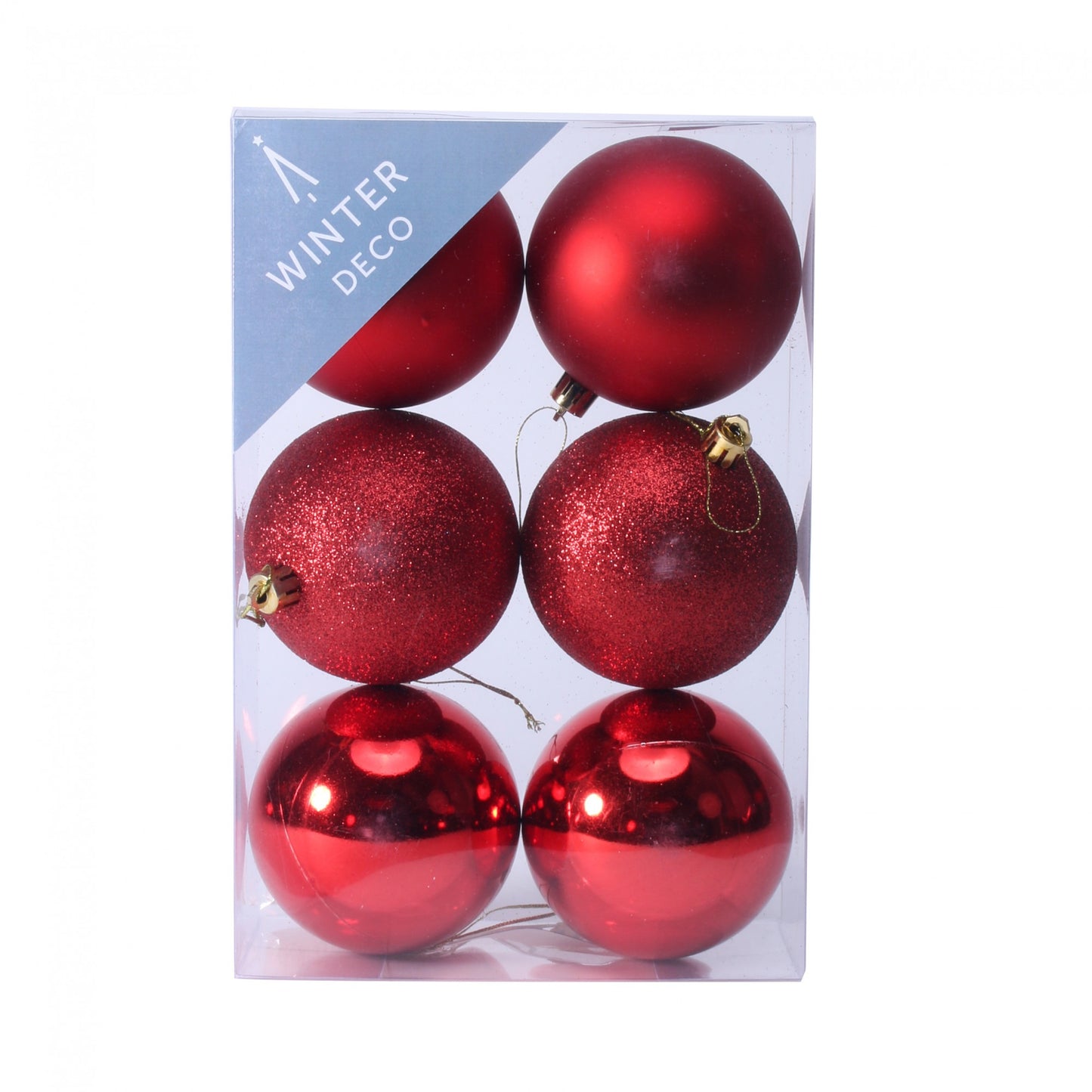 8cm Red Shatterproof Baubles (x6)