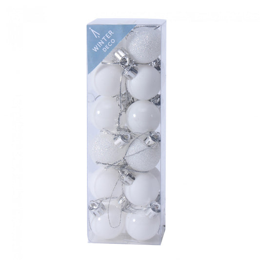 3cm White Shatterproof Baubles (x24)