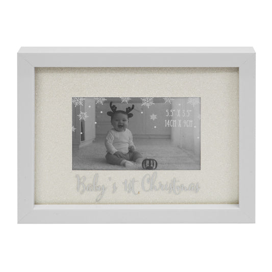 Glitter Mount Frame &#039;Baby&#039;s First Christmas&#039; (5.5 x 3.5 Inches)