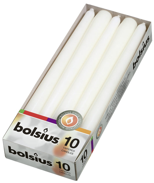 Bolsius Tapered Candles White (Pack of 10)