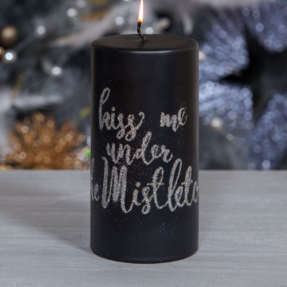 Kiss Me Under the Mistletoe Pillar Candle 6\&quot;