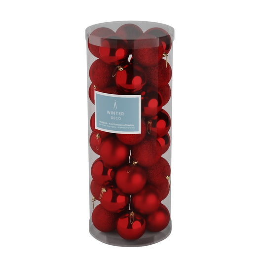 48 Red Baubles (8cm)