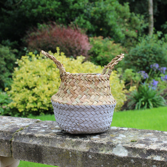 11.5cm Grey &amp; Natural Two Tone Belly Basket