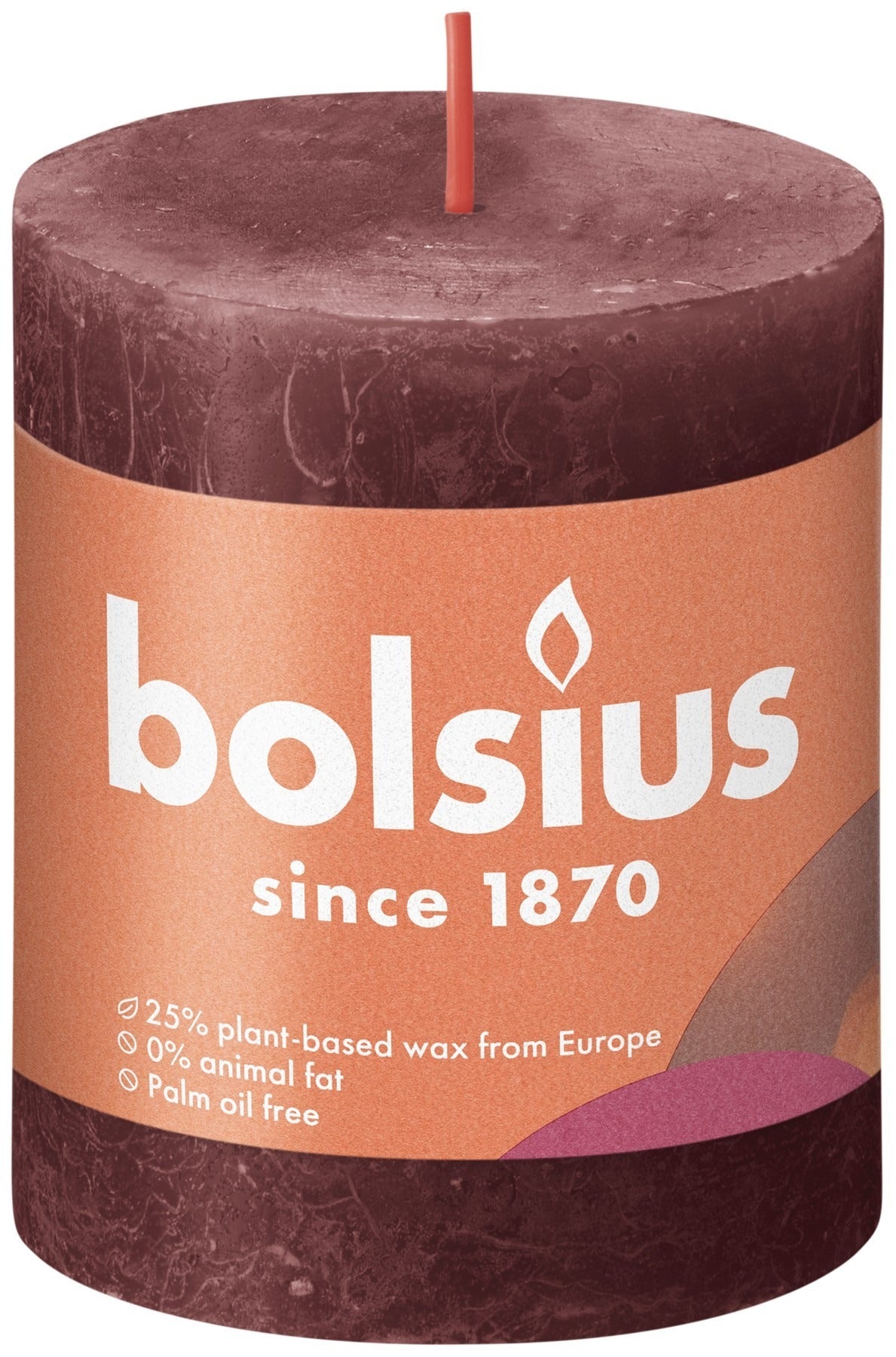 Bolsius Velvet Red Rustic Shine Pillar Candle (80 x 68mm)