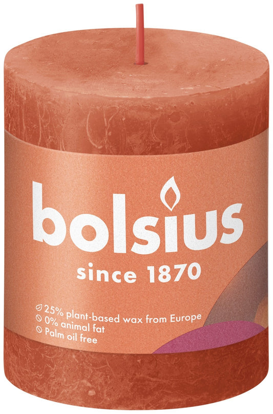 Earthy Orange Bolsius Rustic Shine Pillar Candle (80mm x 68mm)