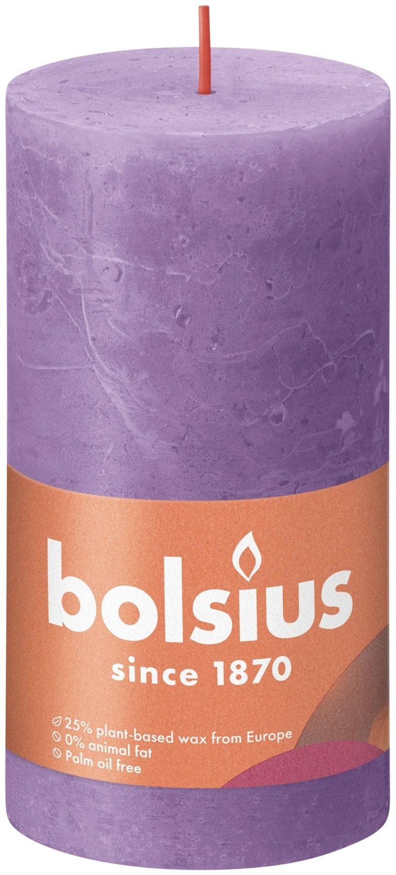 Vibrant Violet Bolsius Rustic Shine Pillar Candle (130 x 68mm)