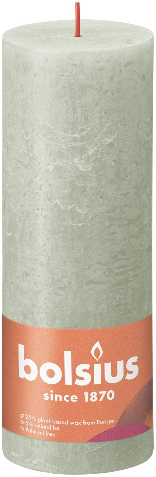 Foggy Green Bolsius Rustic Shine Pillar Candle (190 x 68 mm)