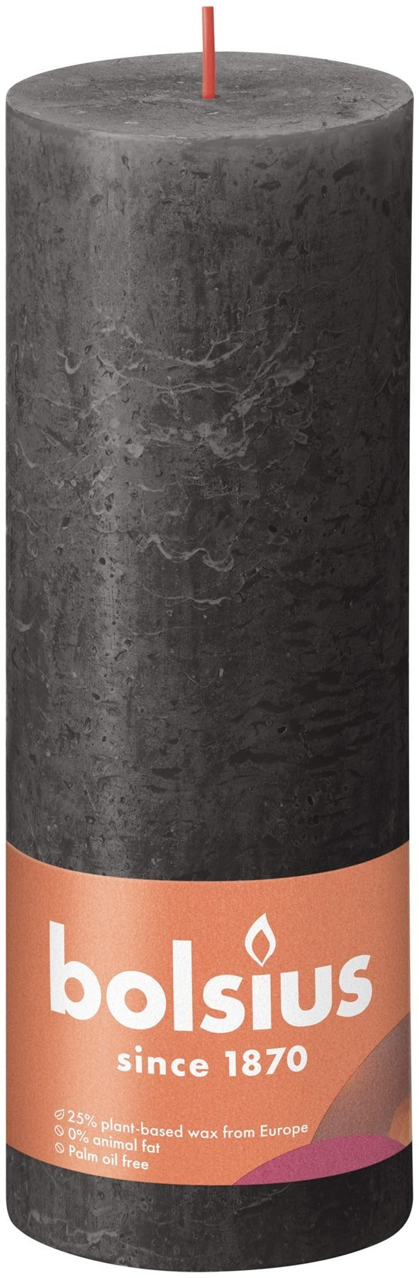 Stormy Grey Bolsius Rustic Shine Pillar Candle (190 x 68mm)