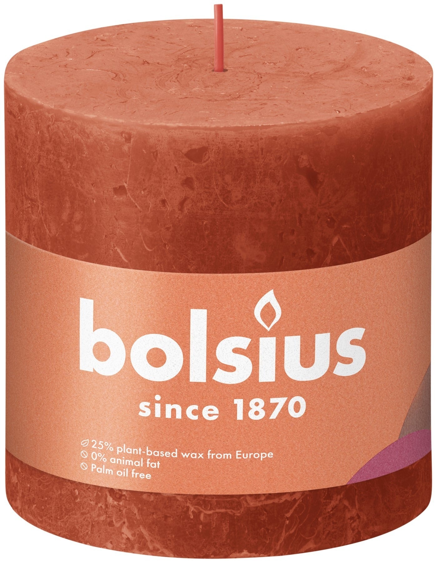 Earthy Orange Bolsius Rustic Shine Pillar Candle (100 x 100 mm)