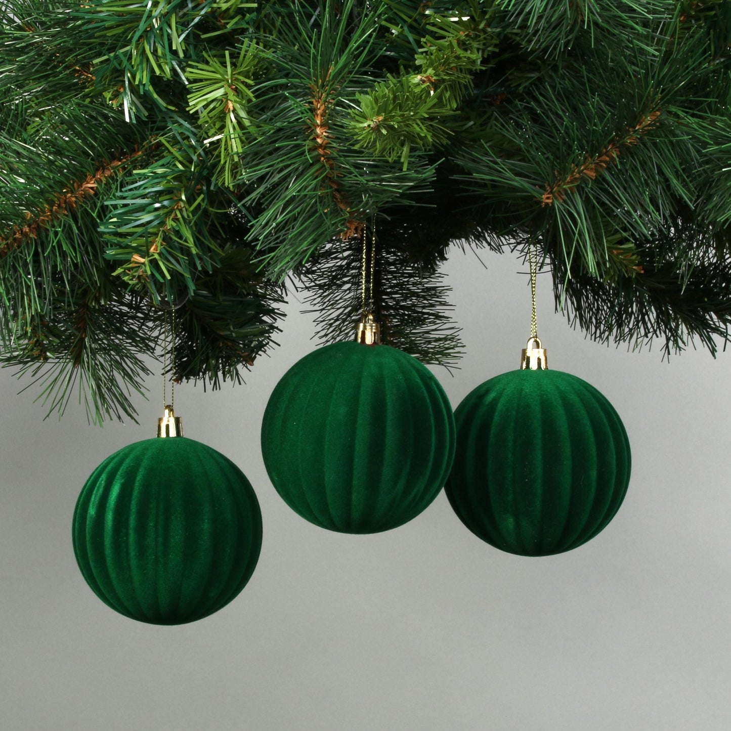 8cm Green Velvet Watermelon Baubles (Set of 6)