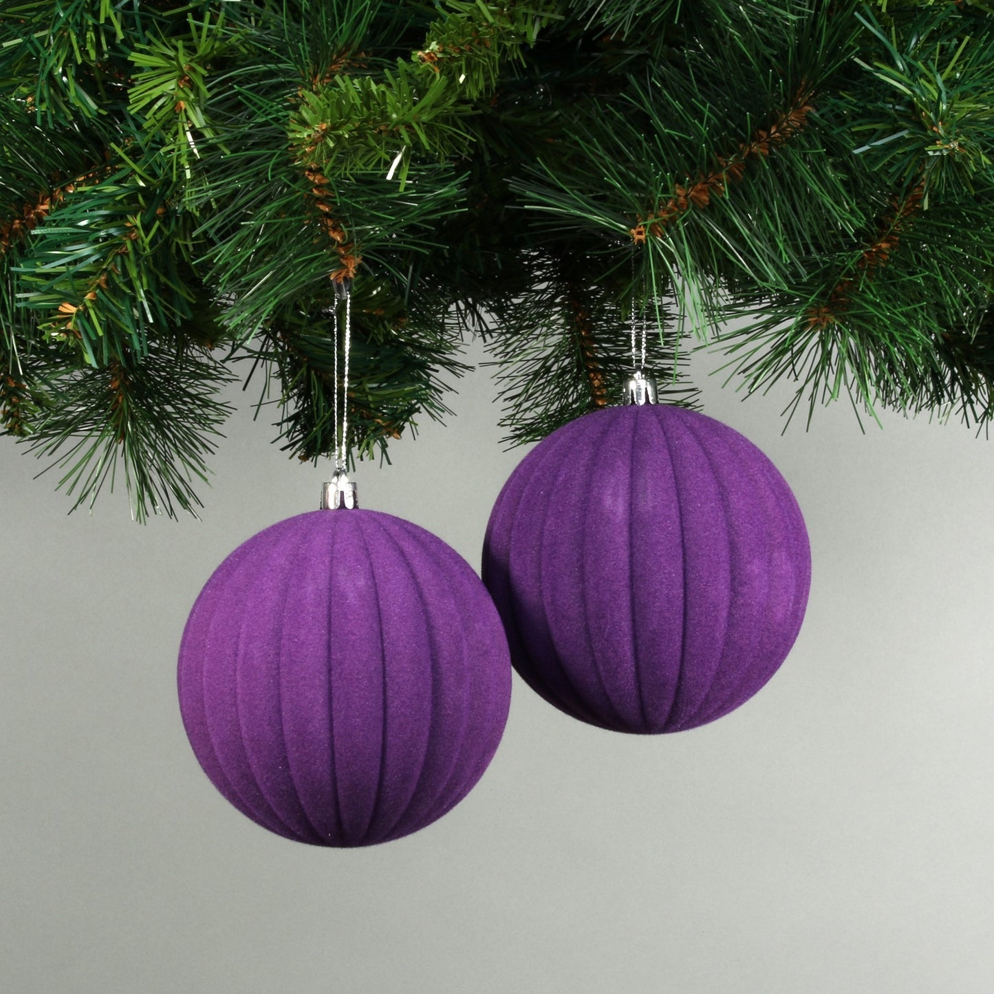 10cm Purple Velvet Watermelon Baubles (Set of 4)