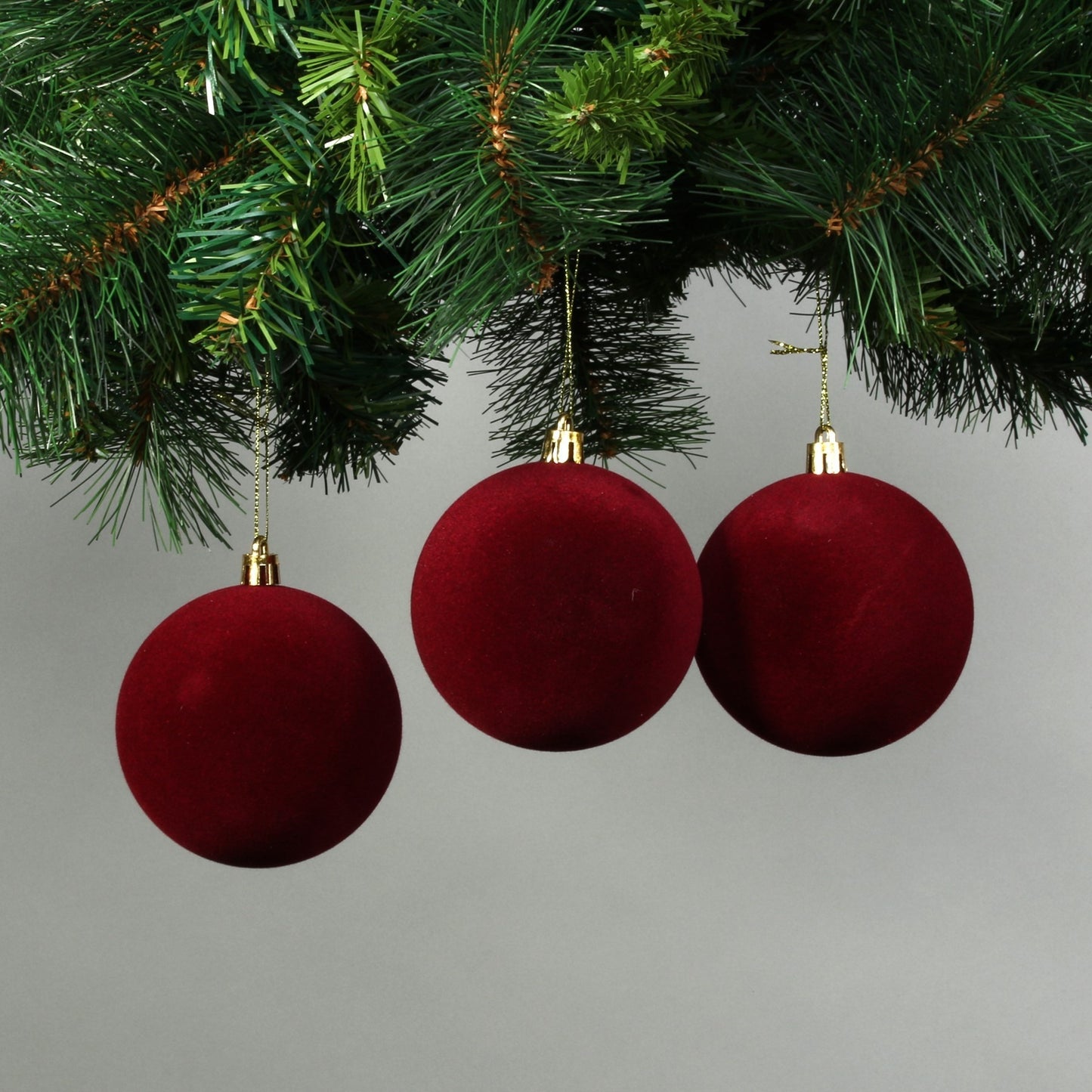 8cm Red Velvet Baubles (Set of 6)