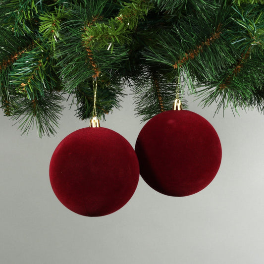 10cm Red Velvet Baubles (Set of 4)