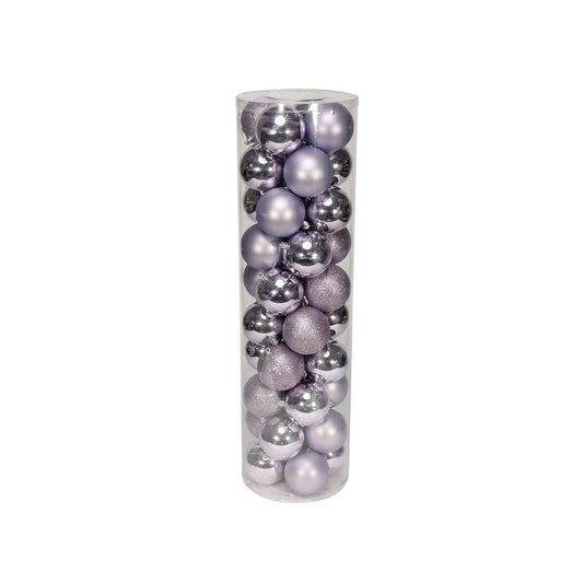 48 Lilac Baubles in Matt  Shiny &amp; Glitter Finish (8cm)