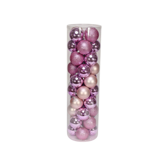 48 Pink Baubles in Matt  Shiny &amp; Glitter Finish (8cm)