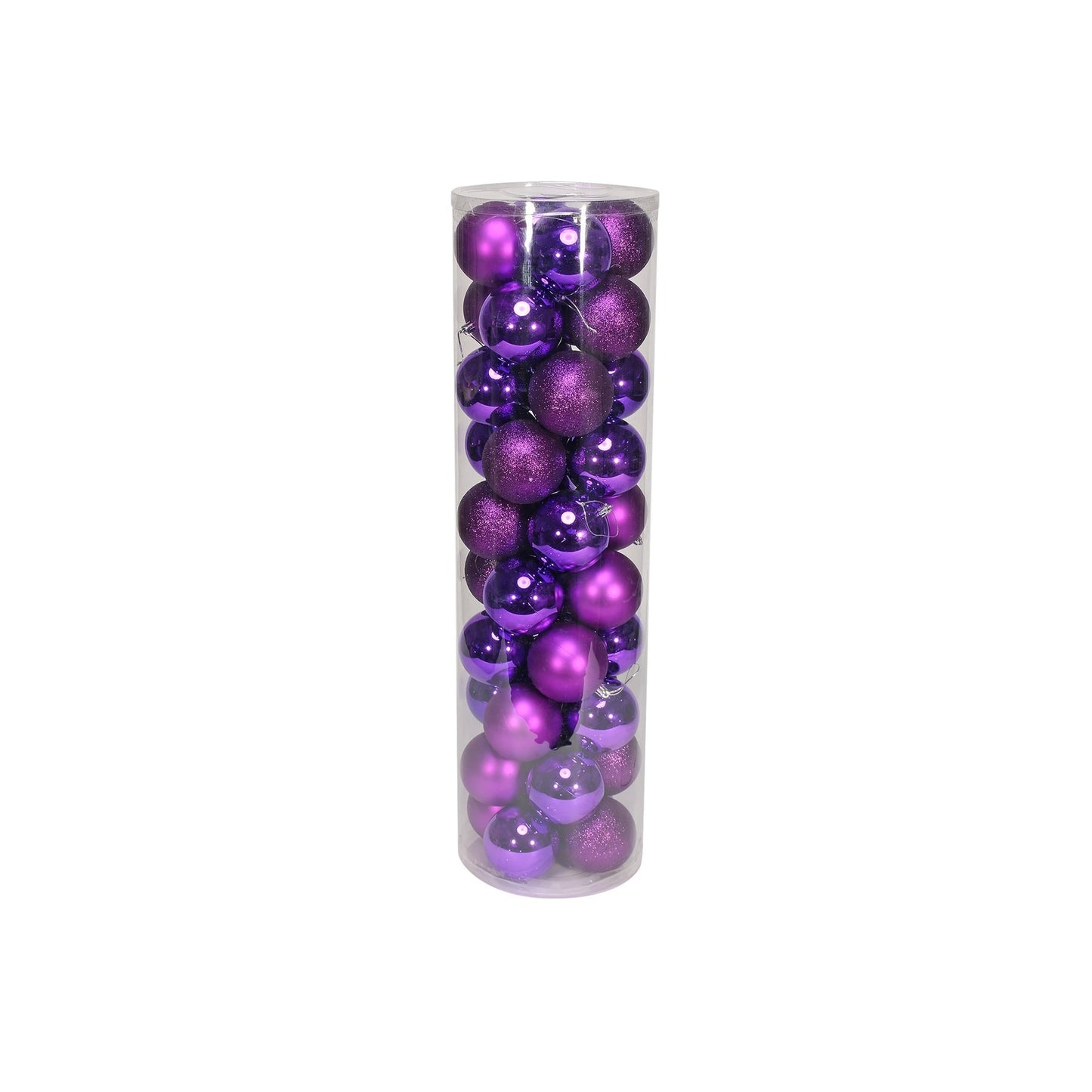 48 Purple Baubles in Matt  Shiny &amp; Glitter Finish (8cm)