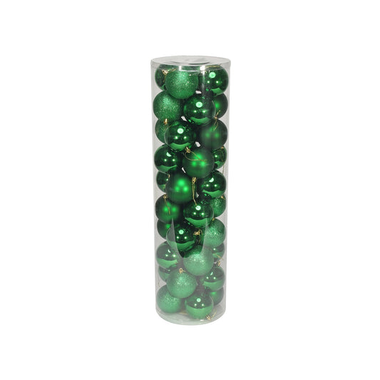 48 Holiday Green Baubles in Matt  Shiny &amp; Glitter Finish (8cm)