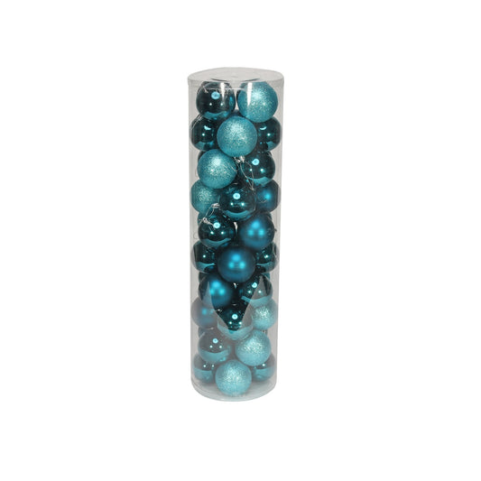 48 Turquoise Baubles in Matt  Shiny &amp; Glitter Finish (8cm)