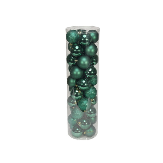 48 Green Baubles in Matt  Shiny &amp; Glitter Finish (8cm)