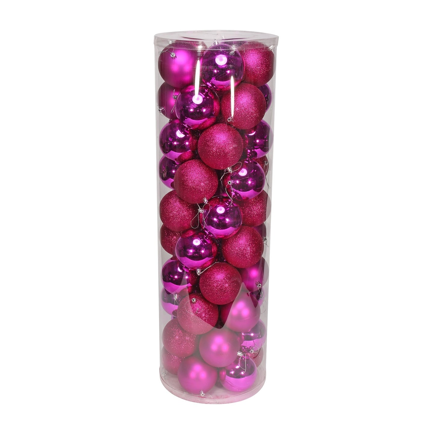 48 Hot Pink Baubles in Matt  Shiny &amp; Glitter Finish (10cm)