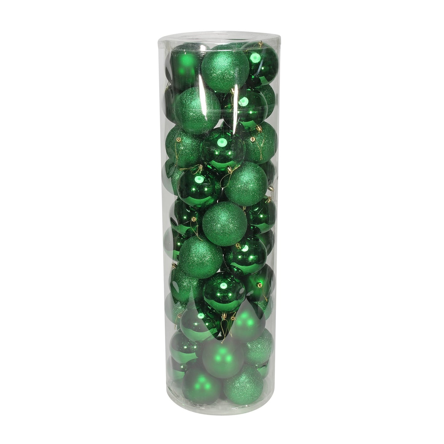 48 Holiday Green Baubles in Matt  Shiny &amp; Glitter Finish (10cm)