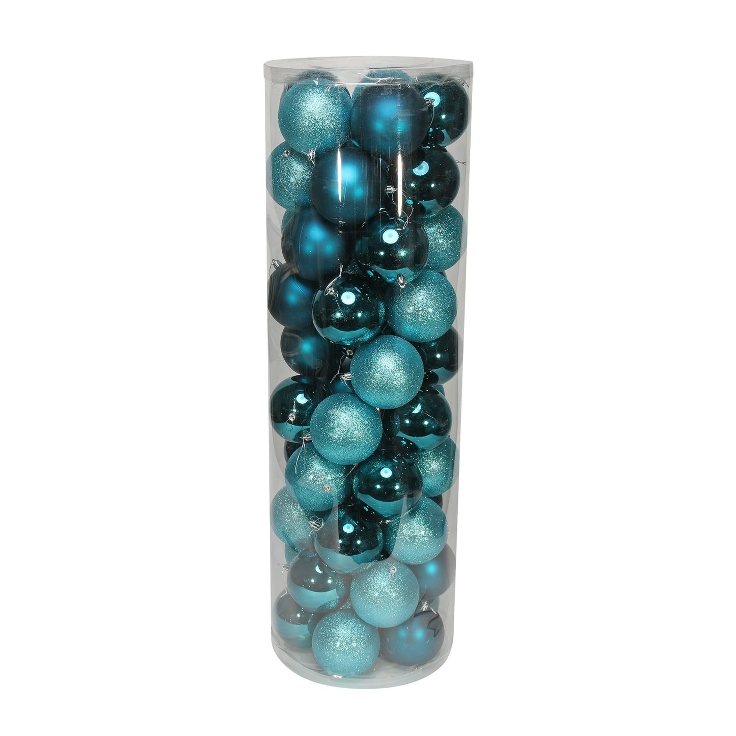 48 Turquoise Baubles in Matt  Shiny &amp; Glitter Finish (10cm)