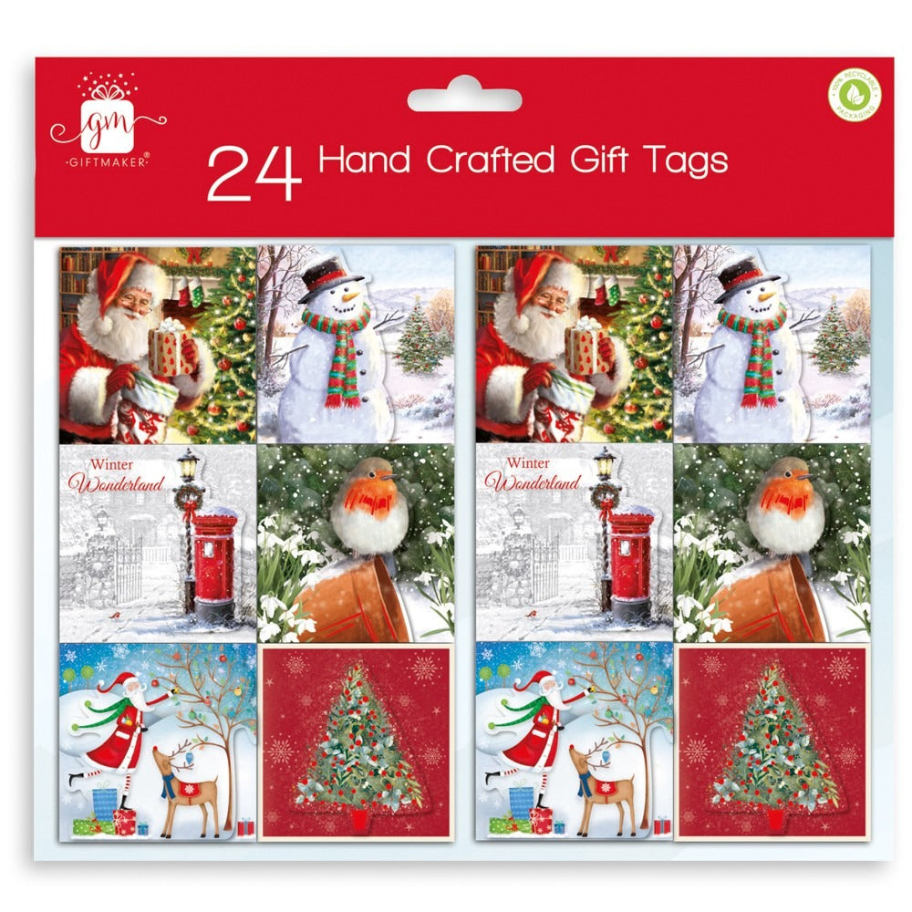 Hand-Crafted Contemporary Christmas Gift Tags (Pack of 24)