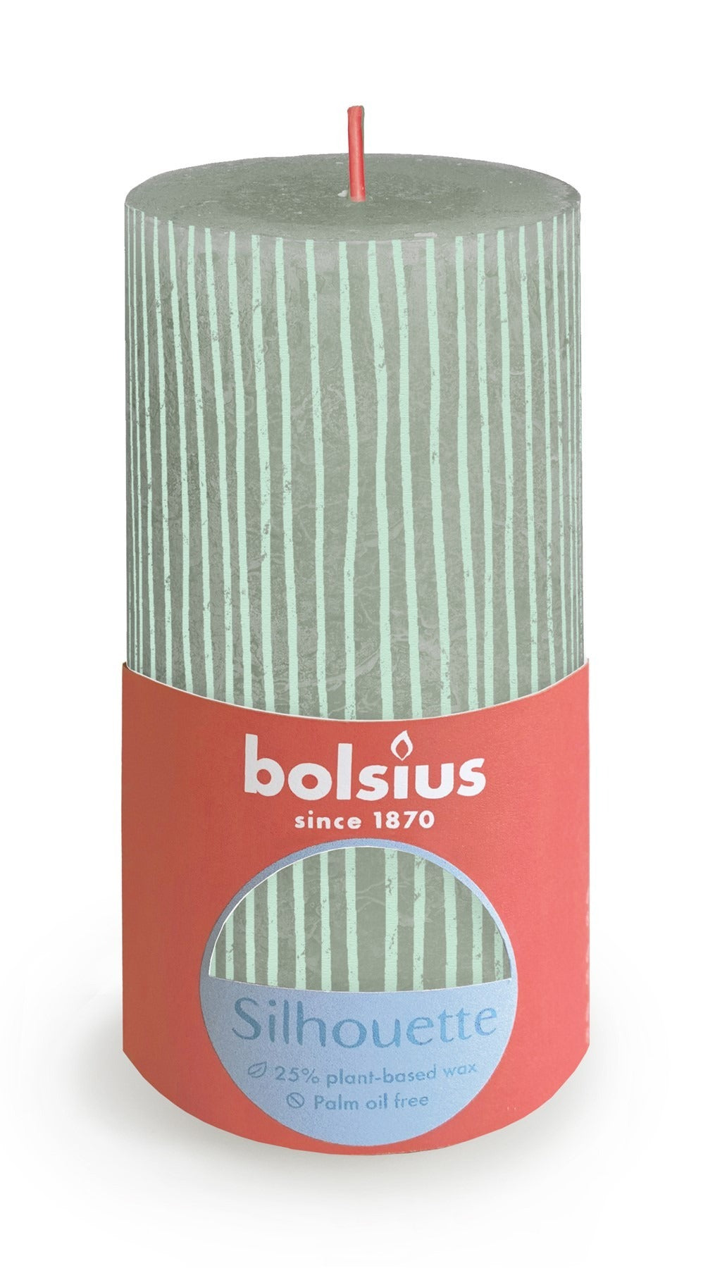 Jade Green Bolsius Rustic Silhouette Pillar Candle (130 x 68mm)