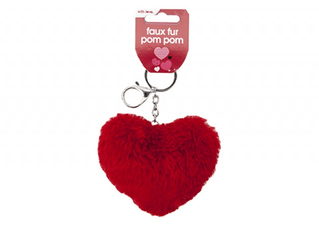 Faux Fur Heart Keychain