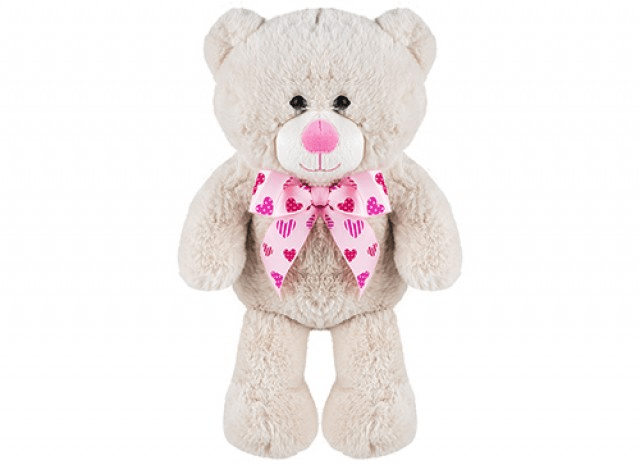 Cream Bear with Heart Ribbon (25cm)