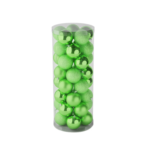 48 Light Green Baubles in Matt  Shiny &amp; Glitter Finish (8cm)