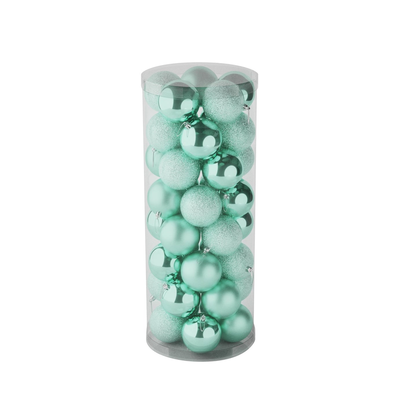 48 Mint Green Baubles in Matt  Shiny &amp; Glitter Finish (8cm)