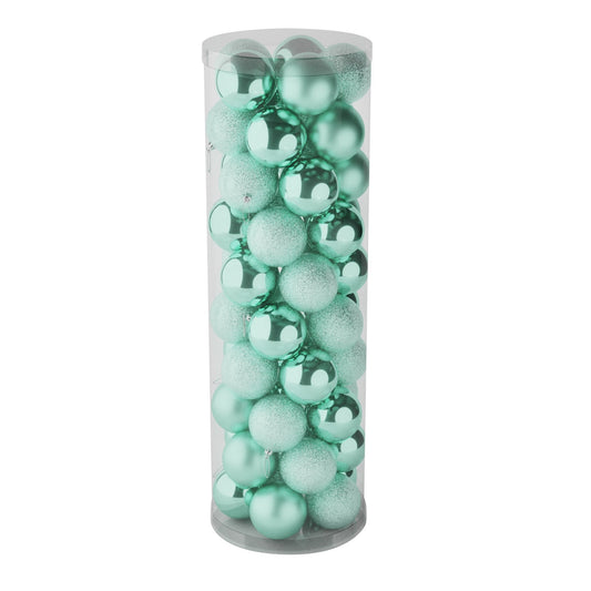 48 Mint Green Baubles in Matt  Shiny &amp; Glitter Finish (10cm)