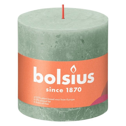 Jade Green Bolsius Rustic Shine Pillar Candle (100 x 100mm)