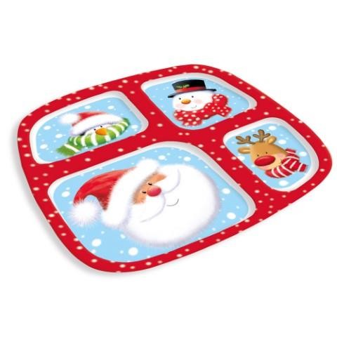 Christmas Melamine 4 Section Tray (26.5cm)