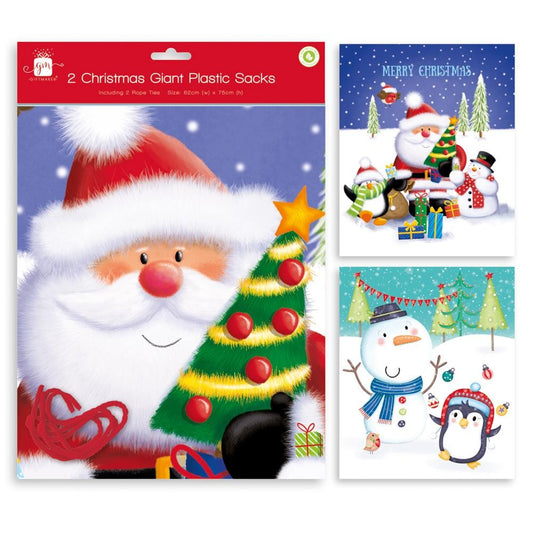 Giant Christmas Plastic Sack (Pack of 2)