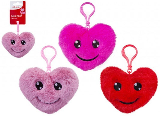 Plush Love Heart with Clip (12cm  Assorted)