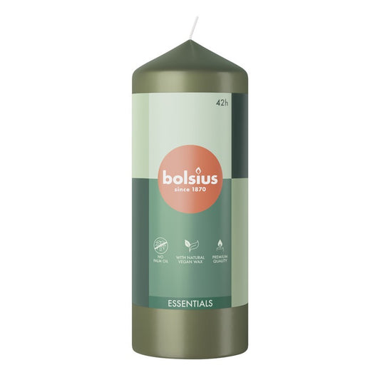 Bolsius Olive Green Essential Pillar Candle (150mm x 58mm)