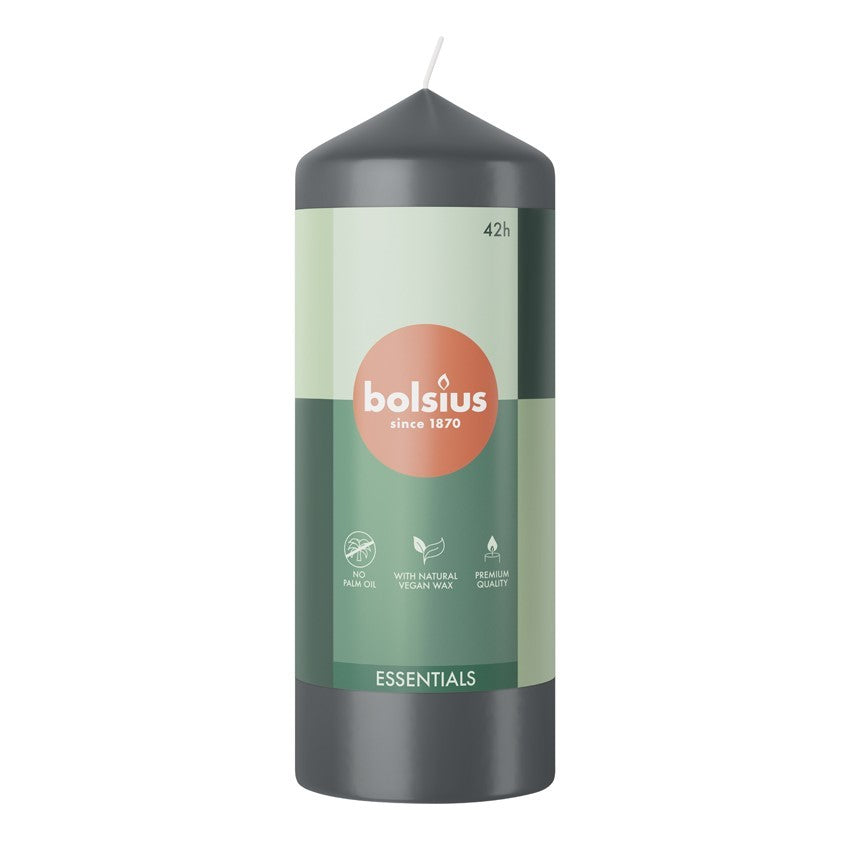 Bolsius Stormy Grey Essential Pillar Candle (150mm x 58mm)