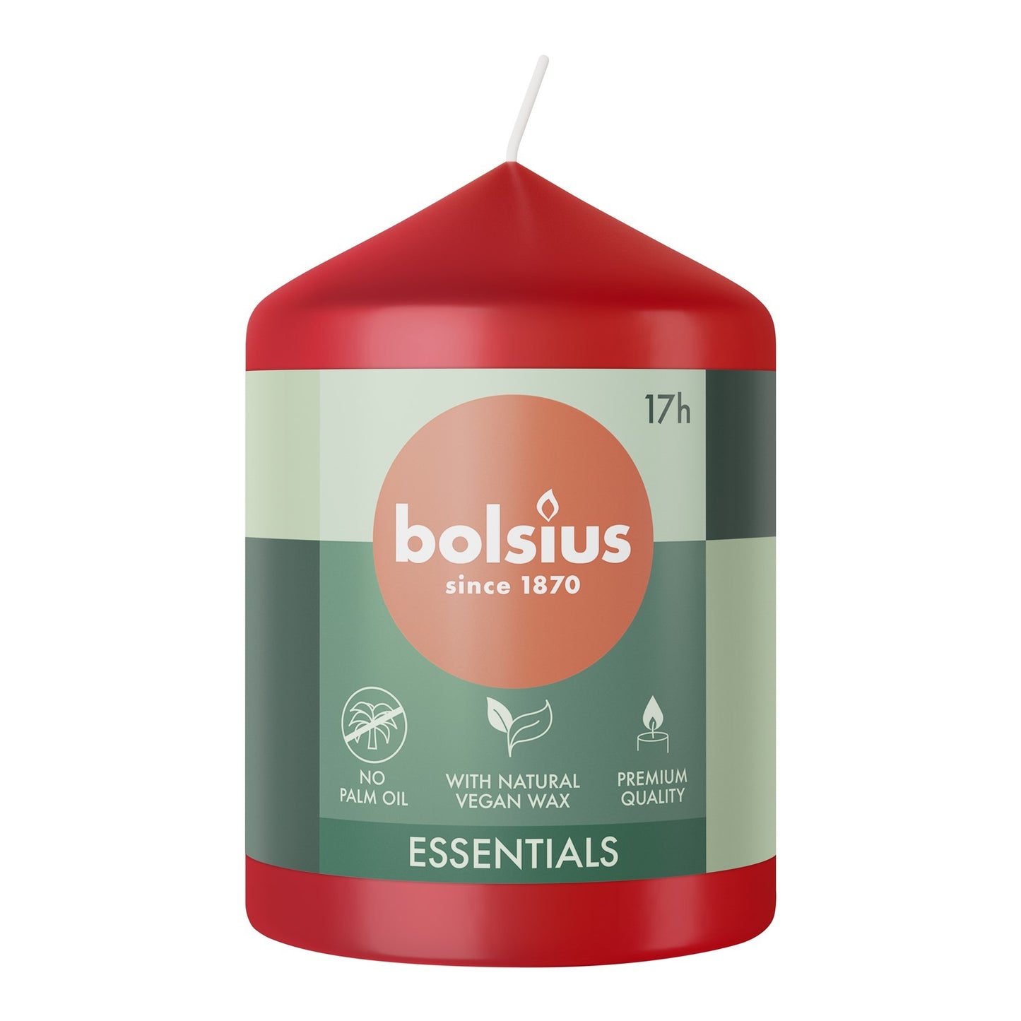 Bolsius Delicate Red Essential Pillar Candle (80mm x 58mm)