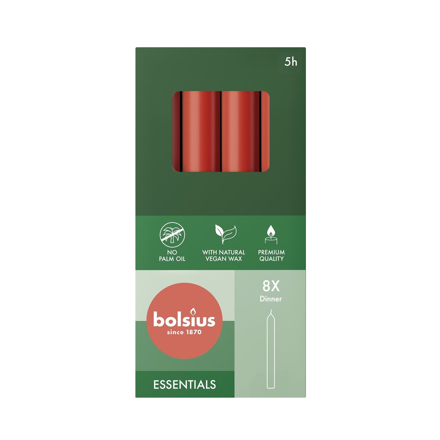 Bolsius Delicate Red Box of 8 Dinner Candles (170mm x 20mm)