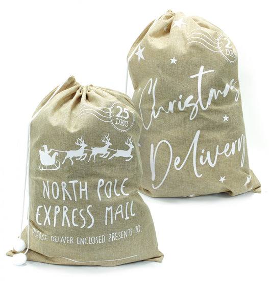 Hessian Style Christmas Printed Sack (Assorted)